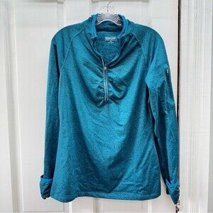 long sleeve athletic 1/4 zip pullover heather turquoise women's medium
